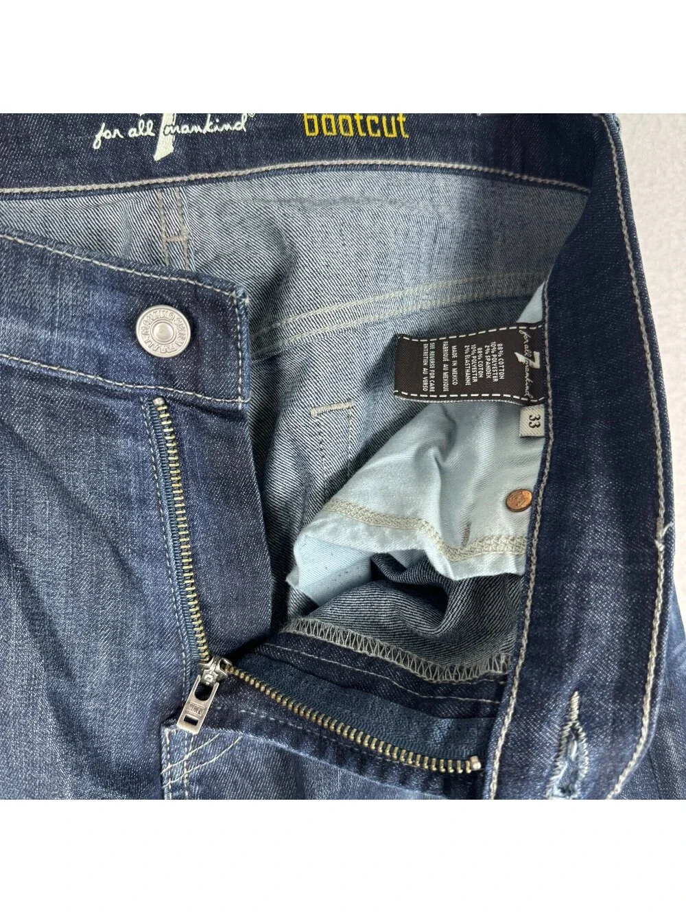 Y2K 7 For All Mankind Bootcut Mens 33x30 Dark Wash Stretch Denim Jeans 00s